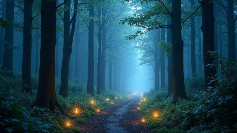 sonhar-com-floresta-luzes-pulsantes