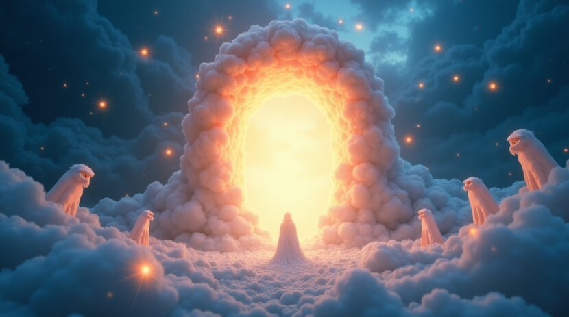 sonhar-com-um-portal-guardado-por-criaturas-de-luz