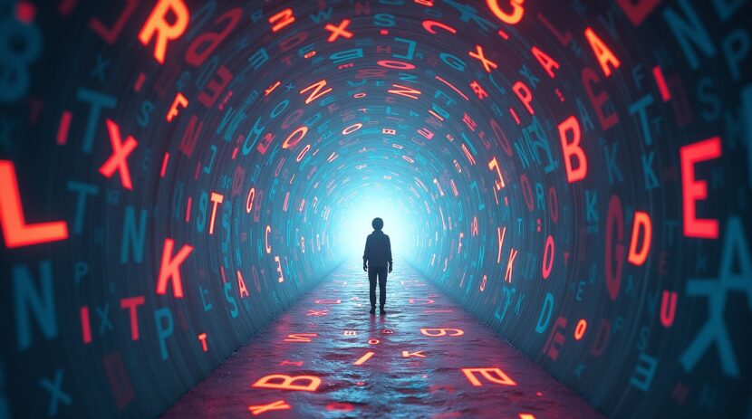 sonhar-com-um-tunel-onde-flutuam-letras-e-palavras