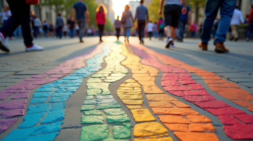 sonhar-com-uma-cidade-onde-os-passos-das-pessoas-sao-coloridos