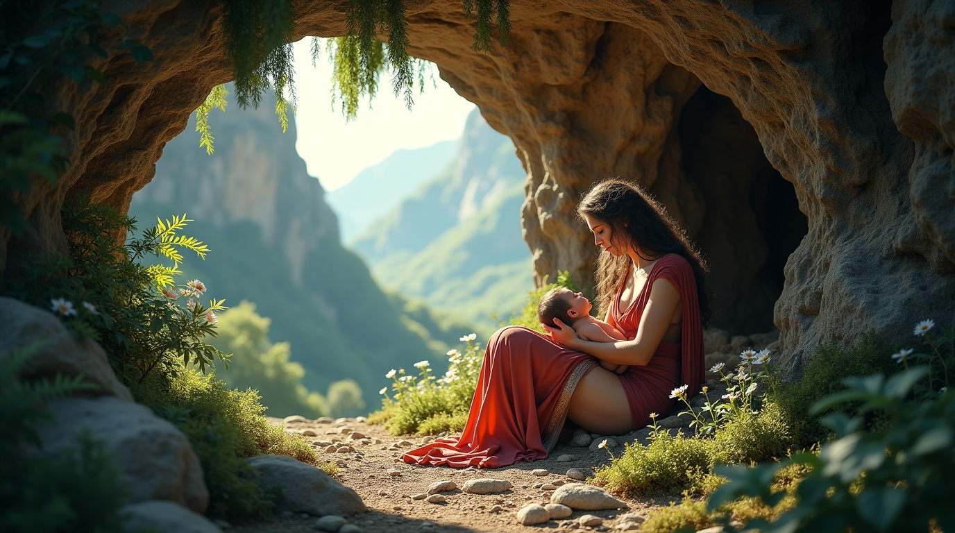 Adrastéia e Zeus bebê: A Proteção na Mitologia Grega
