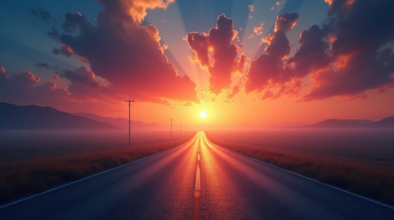 Sonhar com uma estrada que leva a um pôr do sol eterno: Descubra o significado
