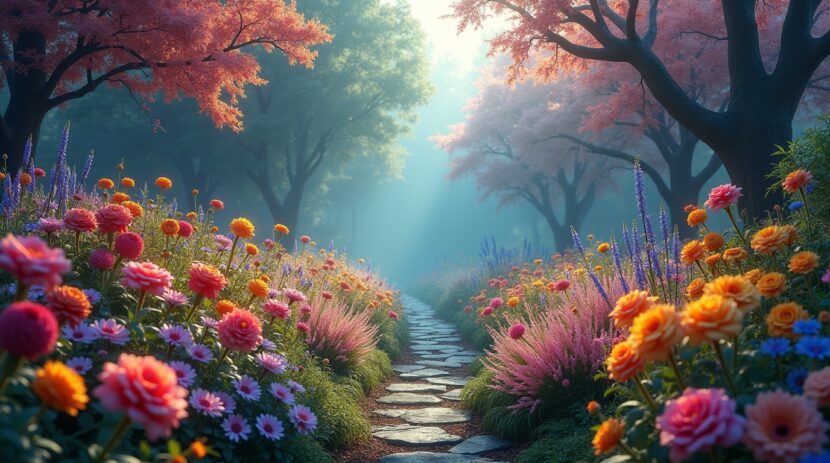 Sonhar com um jardim onde as flores mudam de cor conforme suas emoções