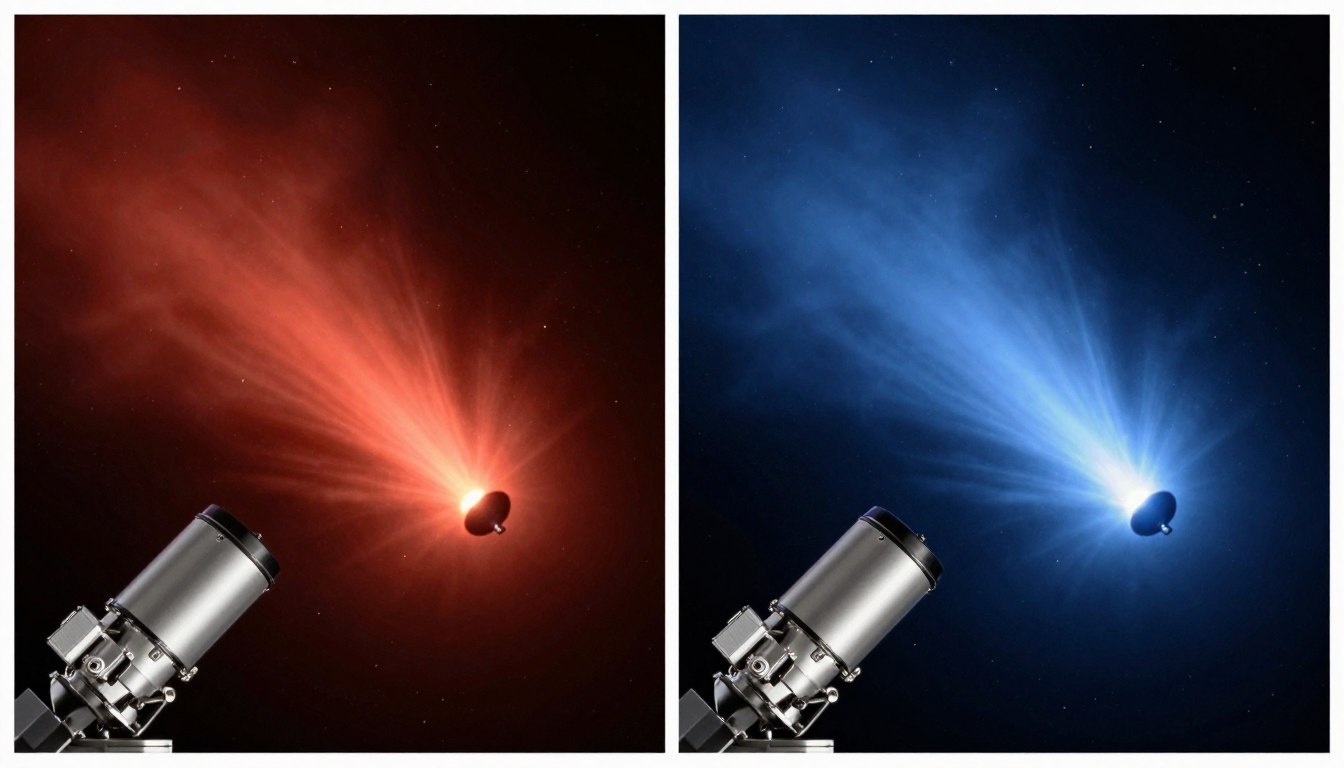 Mudança de coloração observada no cometa 3I/ATLAS ao longo do tempo