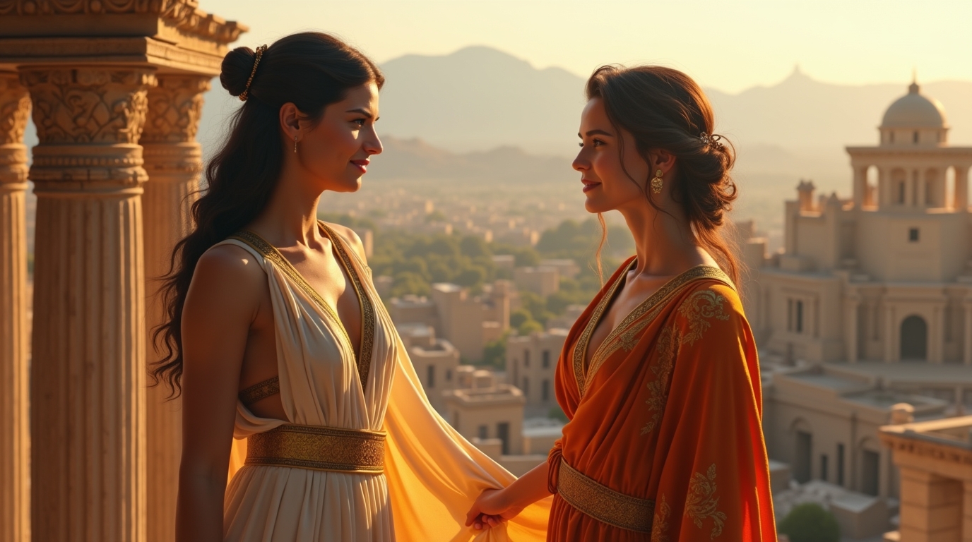 Antaia na mitologia grega: esposa de Preto em cena dramática na antiga cidade Antea