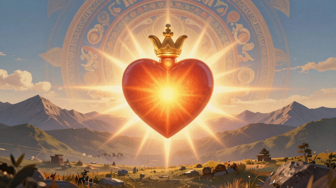 Bodhicitta na mitologia tibetana: coração de compaixão Bodhicitta na mitologia tibetana: coração radiante de compaixão em paisagem tibetana serena