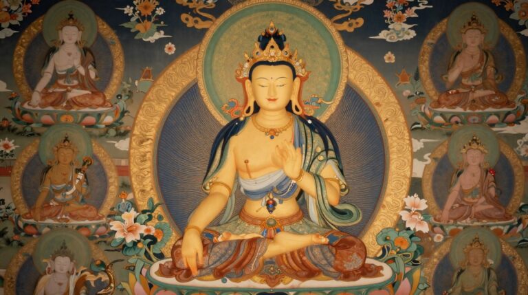 Bodhisattva na mitologia tibetana: Avalokiteshvara em cena de compaixão e sabedoria