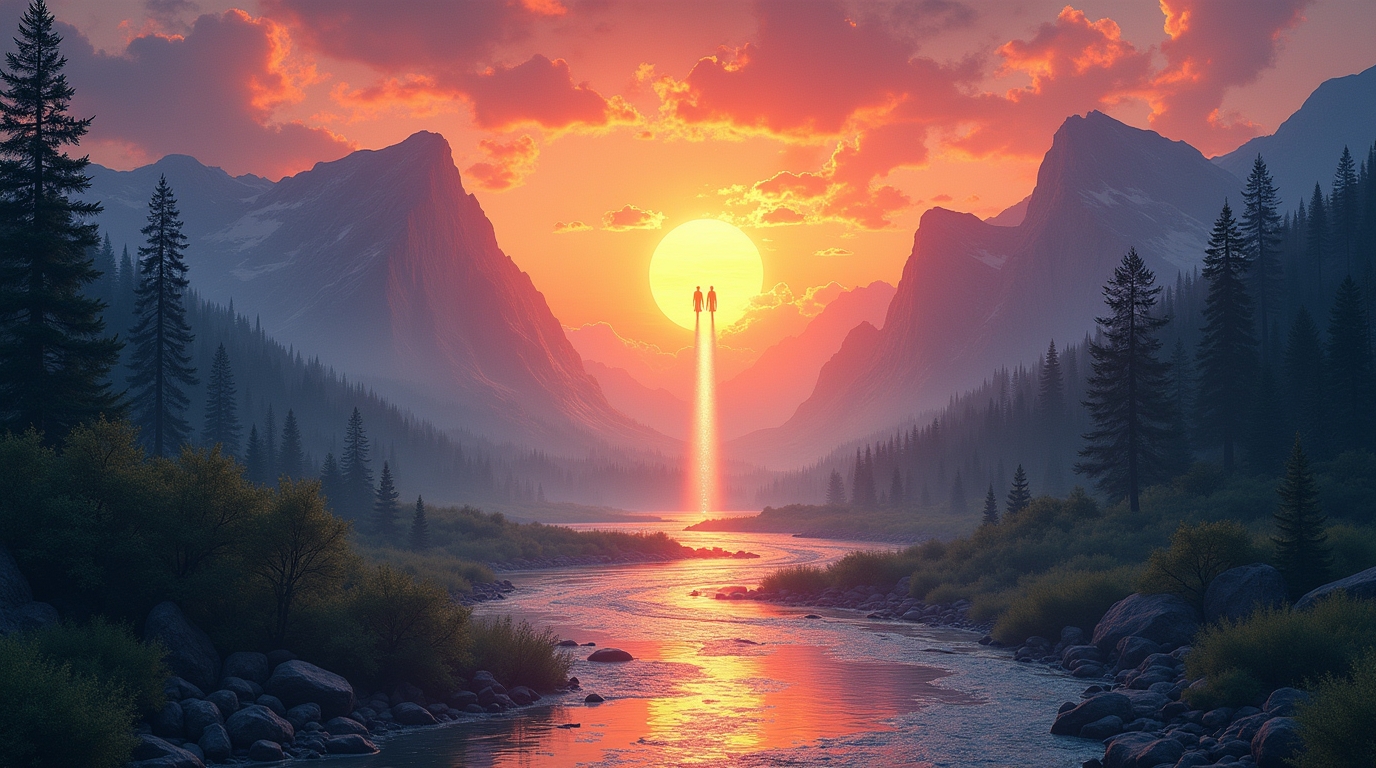 Caminho do Sol nascente na mitologia americana representando gêmeos da luz e a tradição indígena