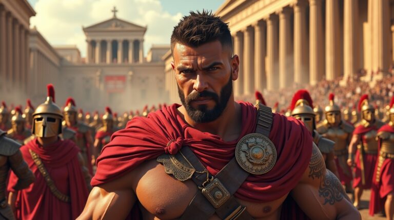 Culto a Marte na mitologia romana: Marte como deus da guerra em cena épica com soldados romanos