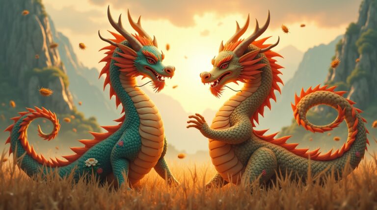 Deuses dos ventos na mitologia chinesa: Feng Po Po e Feng Bo em cena com dragões