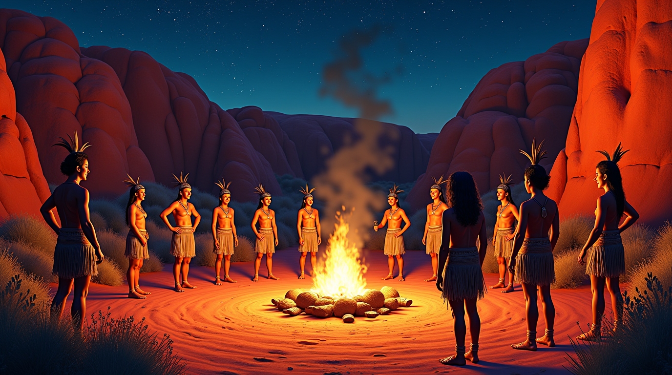 Festas dos ancestrais na mitologia aborígenes: O Dreamtime Festas dos ancestrais na mitologia aborígenes: celebrações e rituais representando o Dreamtime e a cultura indígena