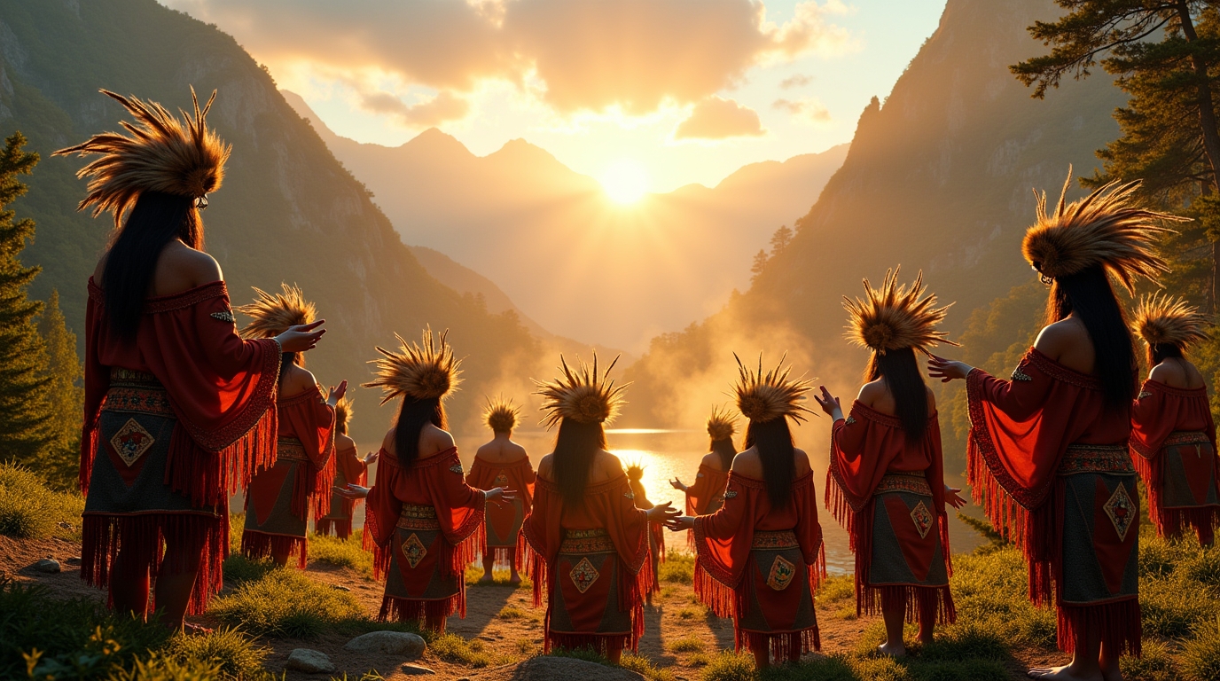 Festas espirituais na mitologia aborígene com rituais ancestrais e ofrendas à Terra