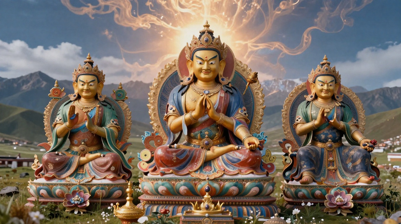 Guardiões da Respiração na mitologia tibetana: Lungta-Prana Guardiões da Respiração na mitologia tibetana: representação de lungta e prana em paisagem mística