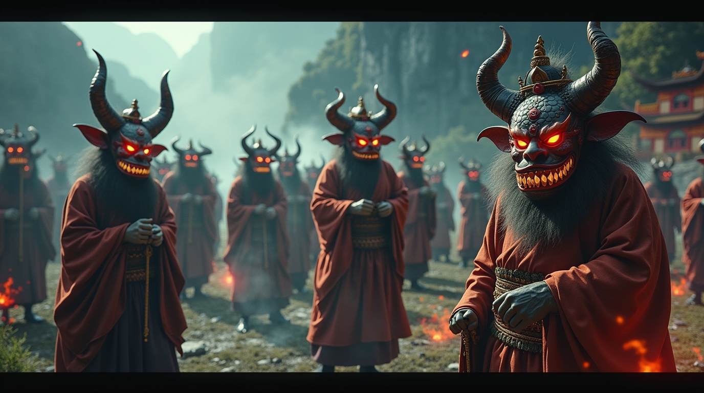 Histórias dos demônios aprisionados na mitologia tibetana com rituais e espíritos tibetanos