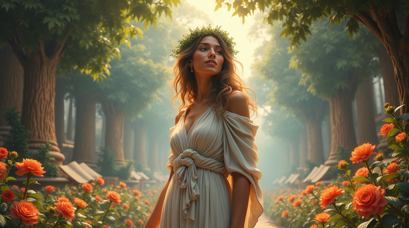 Mneme na mitologia grega: a Musa da Memória em cena épica com rolos antigos