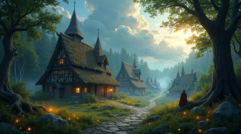 Povoados encantados na mitologia eslava com espíritos e lendas de aldeias mágicas