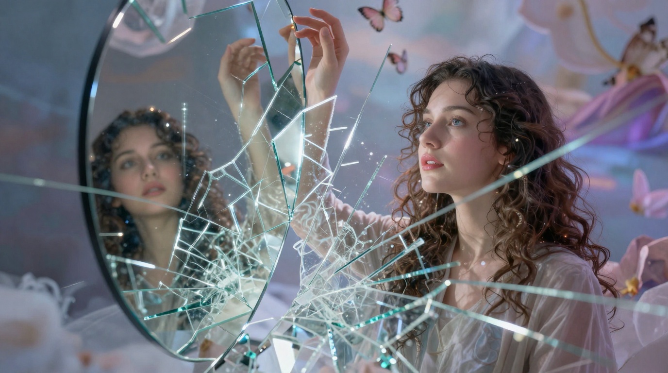 Significado de sonhar com espelho que se reconstrói sozinho, simbolizando autoconhecimento e reflexão interna