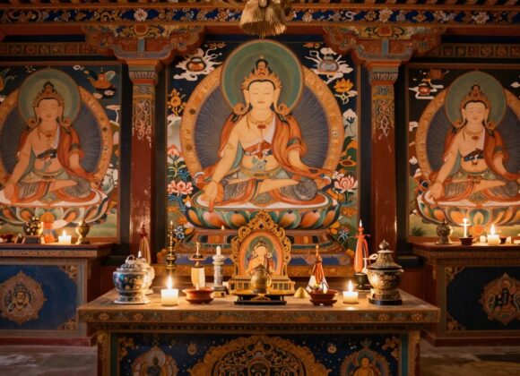 Simbolismo dos altares tibetanos na mitologia tibetana: Ecos Simbolismo dos altares tibetanos: representação visual dos altares e seus significados na mitologia tibetana