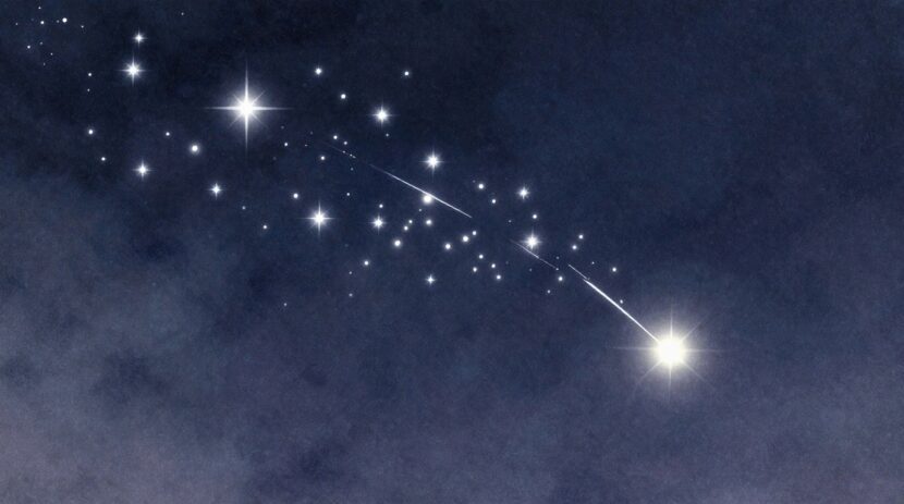 Sonhar com estrela cadente: representação visual de uma estrela caindo no céu à noite simbolizando desejos