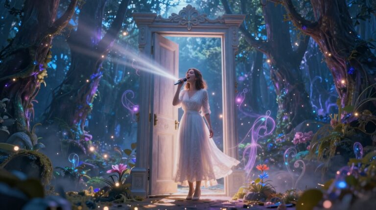Sonhar com uma porta que só se abre se você cantar Sonhar com uma porta que só se abre se você cantar: porta mágica em cena onírica