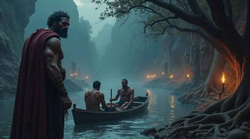 O Submundo e o Estige na mitologia romana com Plutão e Caronte nascentes do rio Estige