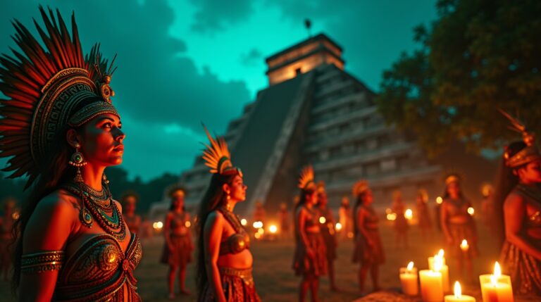 Ritual de transformação espiritual maia em cena no contexto da mitologia maia