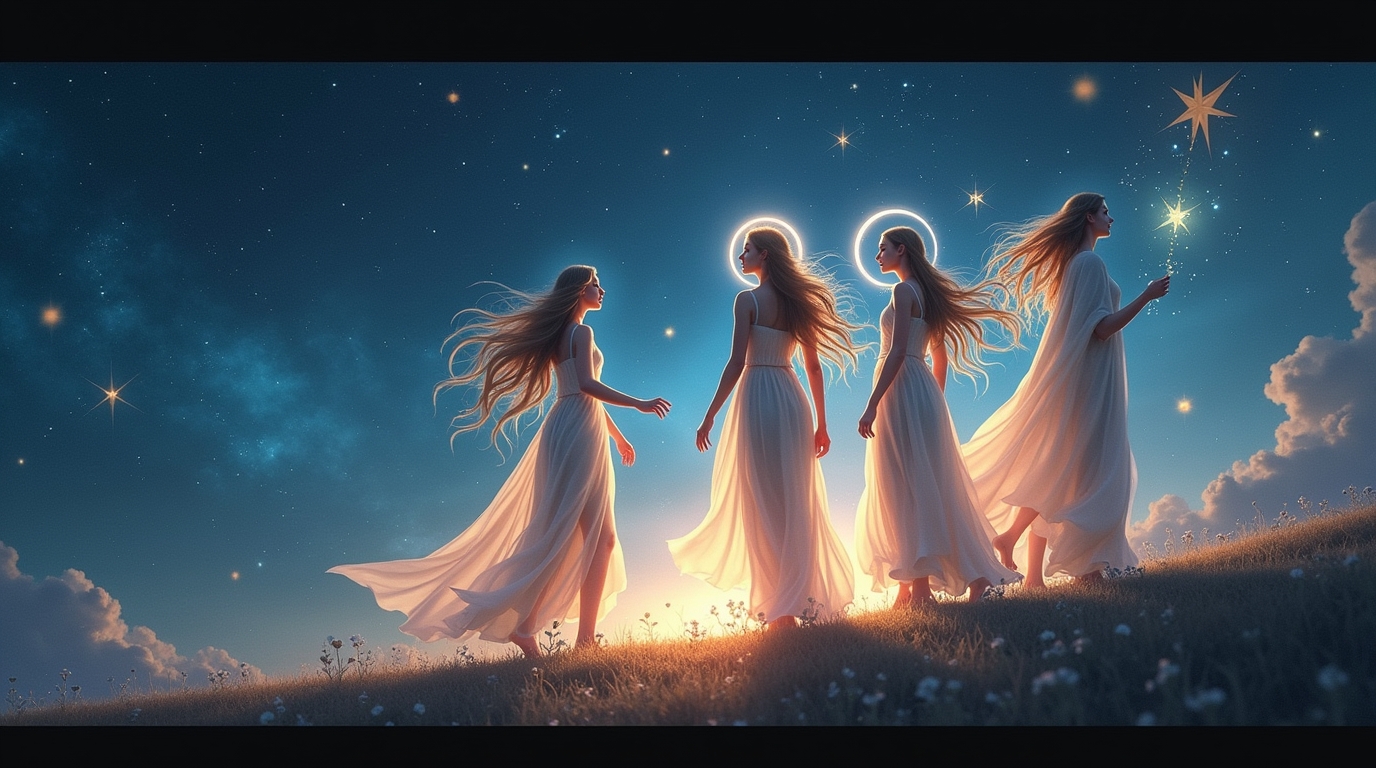 Caminho das estrelas na mitologia eslava: deusas Zorya iluminando o céu noturno