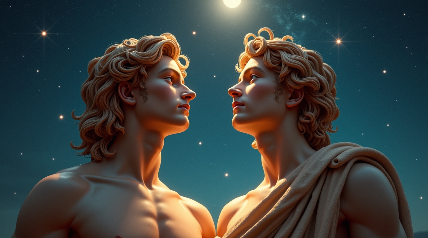 Castor e Pólux na mitologia grega: gêmeos filhos de Leda e Zeus sob a constelação de Gêmeos