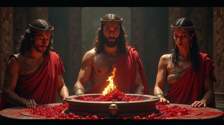 Deuses do Sangue e do Sacrifício na Mitologia Romana em um ritual sagrado