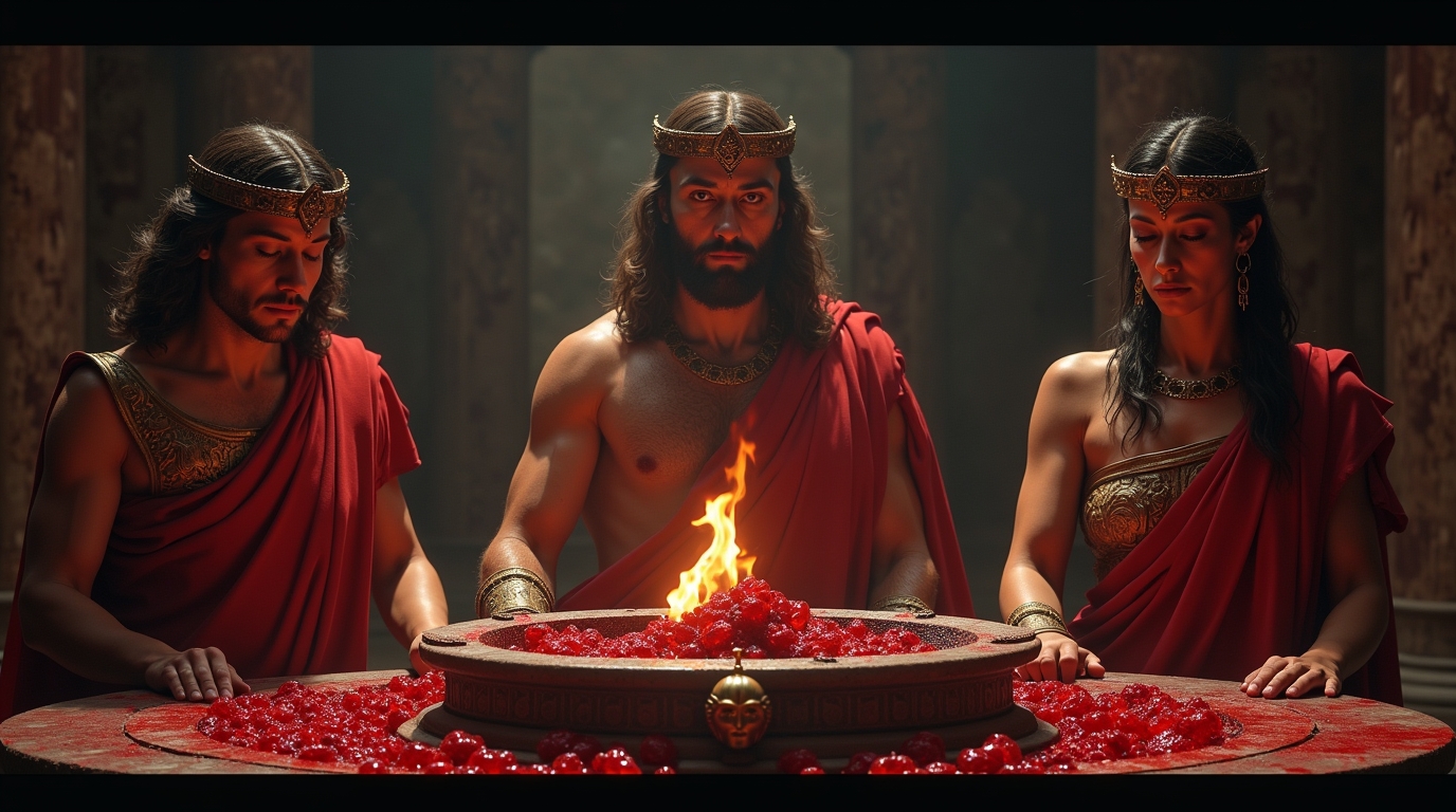 Deuses do Sangue e do Sacrifício na Mitologia Romana em um ritual sagrado