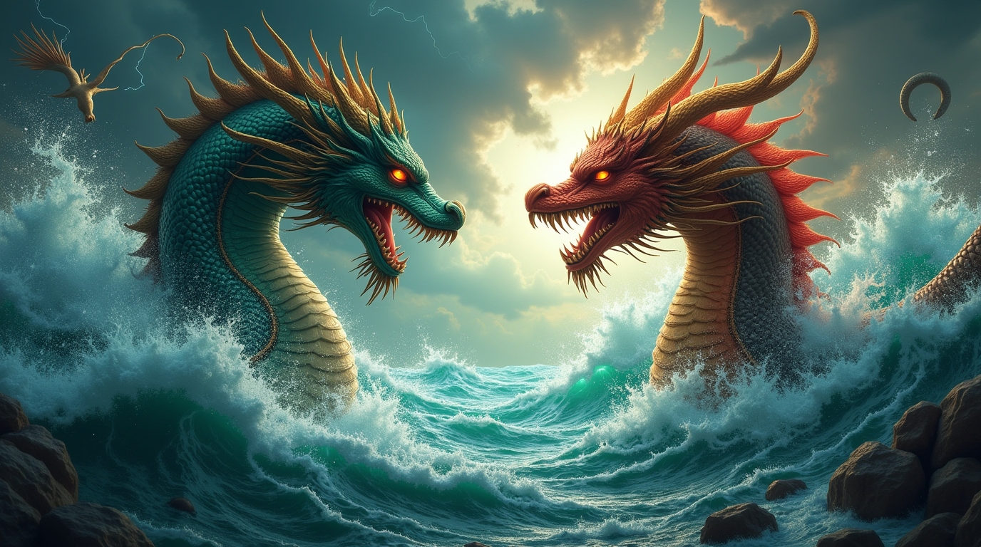 Tiamat e Apsu, deuses mesopotâmicos em cena da criação da mitologia