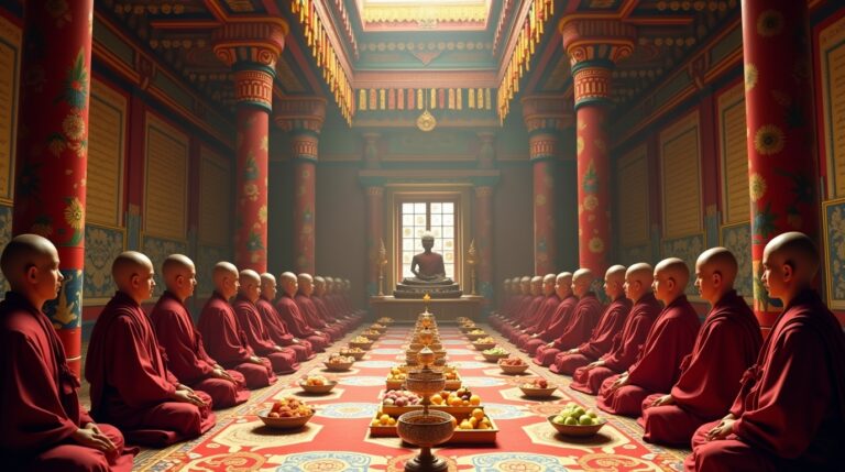 Rituais Gelug na mitologia tibetana: símbolos e ritos Rituais Gelug na mitologia tibetana: símbolos e práticas budistas em templo tibetano