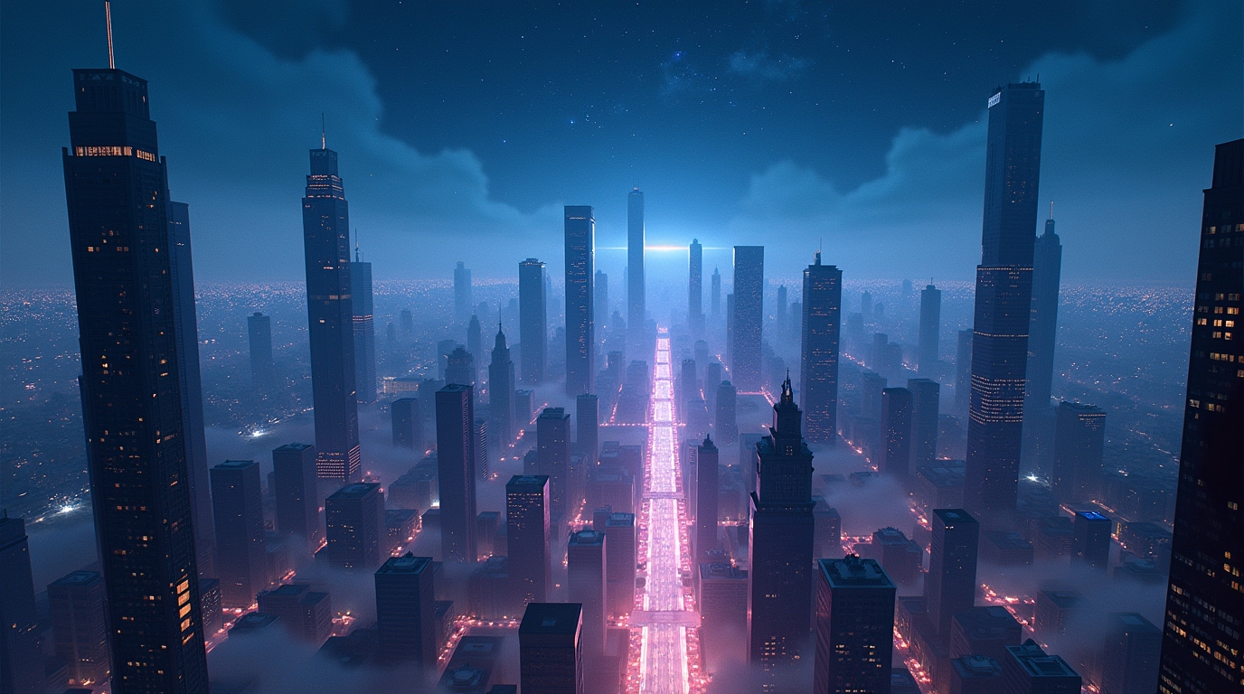 Sonhar com uma cidade onde prédios trocam de lugar à noite, uma representação surreal e fascinante