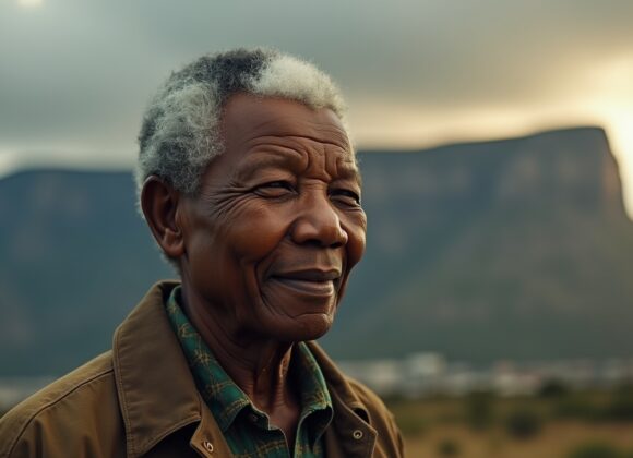 Nelson Mandela e o combate ao apartheid na África do Sul Nelson Mandela e o combate ao apartheid na África do Sul, expressando determinação e esperança